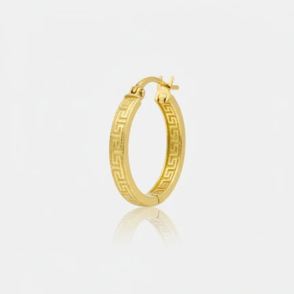 18K Classic Textured Gold Hoop Earrings