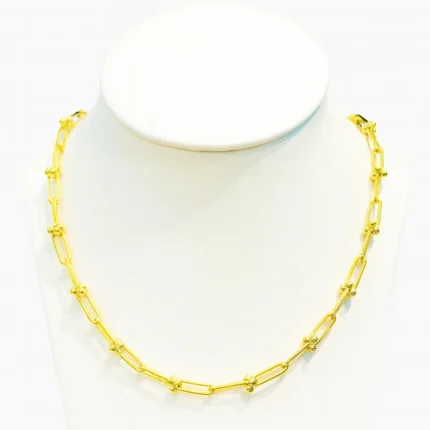 18K Gold Beaded Link Chain