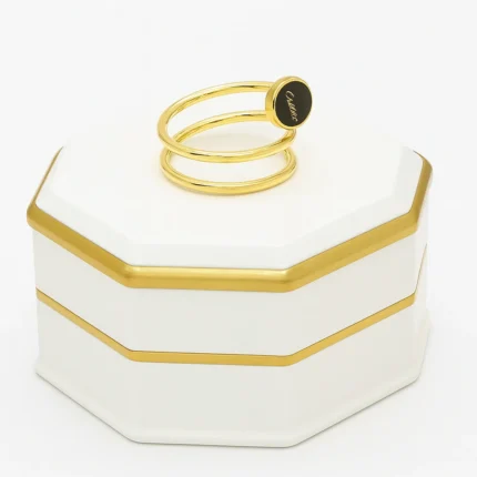 18K Gold Double Loop Logo Ring