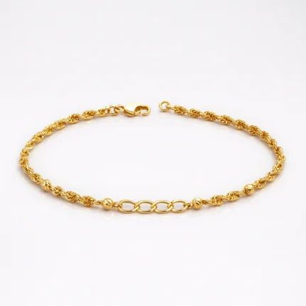 18K Yellow Gold Rope Chain Bracelet
